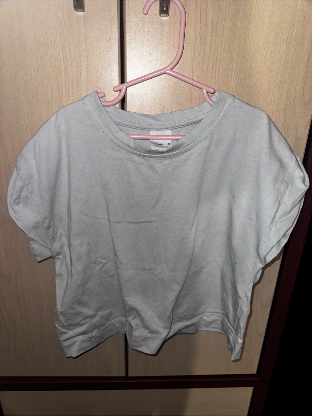 Zara Girls Light Blue Cropped T-Shirt Size 11/12 Short Sleeve Boxy Top